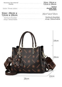 Detailed internal structure view showing bag dimensions 28cm x 12cm x 20cm and handle