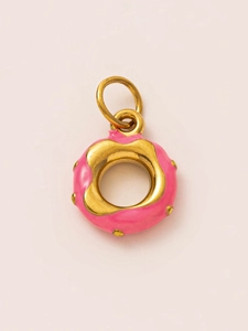 Pendentif donut en émail rose en acier inoxydable plaqué or 18 carats pour bijoux