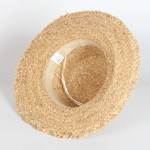 Handwoven raffia straw hat with inner adjustable sweatband for summer beach vacation