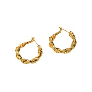 Elegant gold twisted knot hoop earrings for women in a minimalist French style design