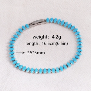 Blue marquise zircon tennis bracelet 16.5cm length 4.2g with silver tone clasp detail