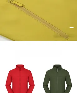 Detail of zipper pockets and multi-color waterproof softshell outdoor jackets