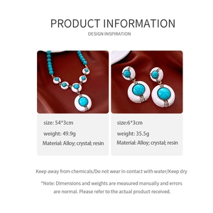 Spécifications de taille pour l'ensemble collier et boucles d'oreilles vintage en cristal
