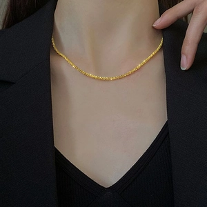 Sparkling gold star necklace in minimalist titanium steel for women's luxury style