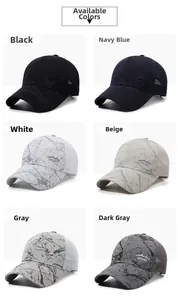 Detailed grid view of six colored mesh baseball caps with marble patterns and sport embroidery