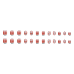 French blush cat eye press-on nails set with gradient orange blue and star patterns