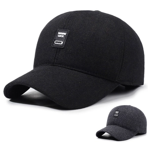 Men Winter Woolen Baseball Cap With Foldable Ear Protection Flaps Warm Windproof Adjustable Classic Dad Hat