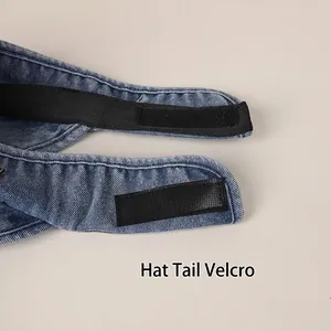 Blue denim sun visor hat featuring a high-quality adjustable black velcro strap closure