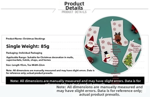 Dimensions détaillées des chaussettes de Noël 45x22cm avec motifs festifs de père Noël