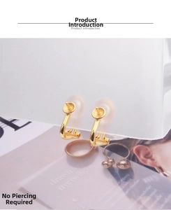 Details vergoldeter S925 Silber U-Ohrclips für DIY-Schmuck ohne Ohrlöcher