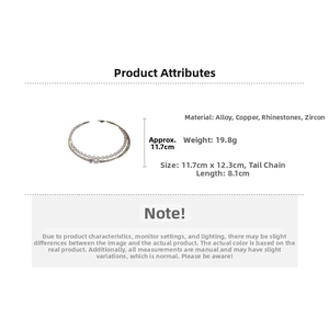 Detailed size specifications for the multi-layer pearl choker with rhinestones and alloy