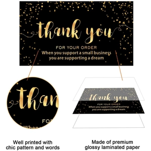 500pcs black and gold Thank You For Your Order business stickers on glossy laminated paper