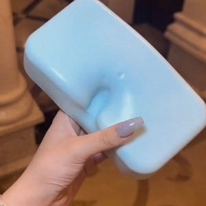 Squishy slow rebound cake toy in light blue rectangular design for stress relief and venting