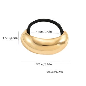Minimalist gold U-shaped metal hair tie with dimensions 5.7cm and weight specifications