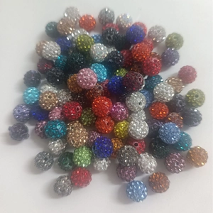 Colorful 10mm Shamballa disco clay beads with full rhinestone inlay for DIY jewelry