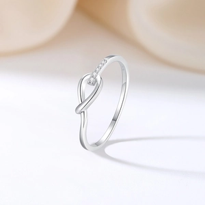 Elegant S925 sterling silver horseshoe stackable ring with sparkling cubic zirconia stones