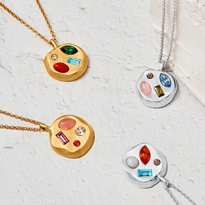 Collana Con Ciondolo Pietra Natale Placcata Oro 18K Acciaio Inossidabile Tondo Geometrico Zircone Colorato Gioielli Regalo Per Donne Madre