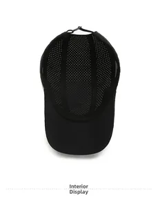 Interior detail of men's quick-dry sun hat showing breathable mesh fabric and adjustable strap