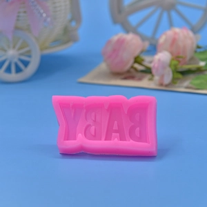 Pink heart-shaped BABY silicone mold for DIY cake baking and chocolate candy crafts