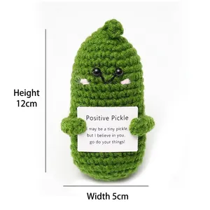 Hand Crochet Positive Potato Emotional Support Ornament Knitted Yarn Fruit Vegetable Doll With Inspirational Card Decor