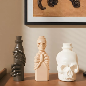 Set di 3 stampi in silicone a teschio gotico per vasi in resina fai-da-te e gesso