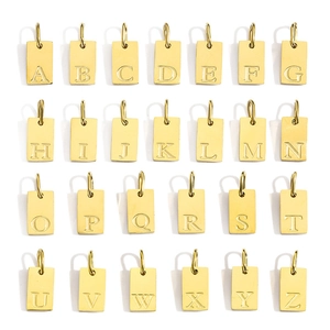 Colección de Colgantes de Alfabeto de Acero Inoxidable Oro Acero Pulido Amuletos de Bricolaje para Collar Pulsera