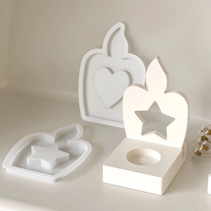 DIY Christmas tree candle holder silicone mold set with star and heart shape cutouts