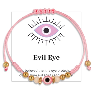 Evil Eye Braided Cord Bracelet Adjustable Handmade Alloy Bead Crystal Protection Amulet Jewelry For Women Girls