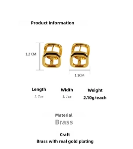 Detailed macro view of gold-plated brass hollow square hoop earrings showing fine texture