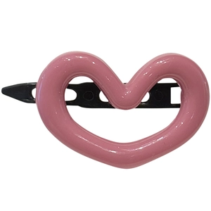Barrette à cheveux rose en forme de cœur avec finition brillante sur base noire