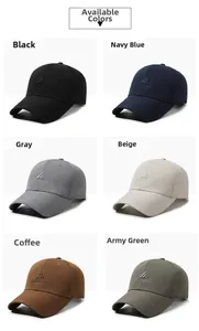 Detail of embroidered mountain logo and Near & Dear text on multi-color cotton baseball caps
