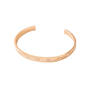 18K gold plated wrinkled open cuff bangle with sparkling starburst zircon settings