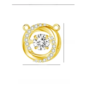 Technical dimensions of 11.5mm golden zircon pendant made of copper and weight 1.1g