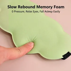 Green 3D cloud sleep mask with slow rebound memory foam for zero pressure eye comfort
