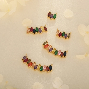 18K gold plated colorful marquise zircon heart shaped charms for jewelry making