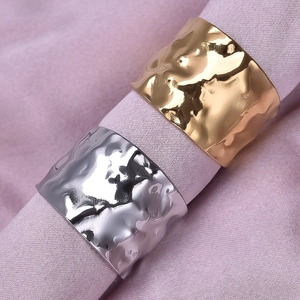 Textured 304 stainless steel hammered rings in gold and silver finish for women