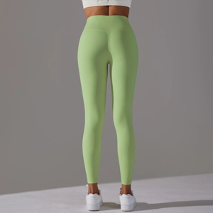 Vue arrière du legging de yoga vert citron à taille haute avec effet push-up fessier