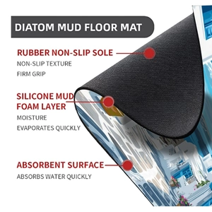 Three-layer waffle structure of diatom mud mat with non-slip rubber and absorbent surface
