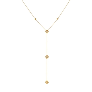 Elegant gold-plated Y-necklace featuring hollow flower pendants with sparkling zircons