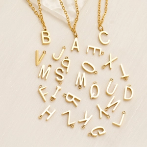 Initial Pendant Necklace Stainless Steel 18K Gold Plated Minimalist Capital Alphabet Jewelry For Women Men