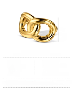 Detailed size specifications for the gold knot ring showing 15mm height and 16mm diameter