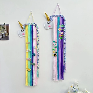 Lot de deux organisateurs de pinces licorne avec glands arc-en-ciel pour décor de chambre