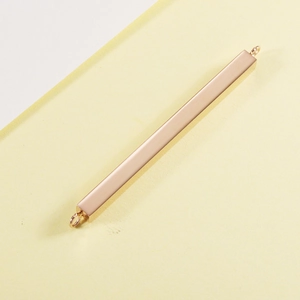 Polished rose gold stainless steel rectangle bar pendant connector with double loops