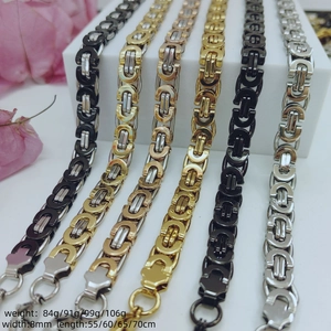 Men's byzantine chain necklaces in black gold and silver with 8mm width and various lengths