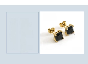 Détail des boucles d'oreilles zircon de 8x5mm en acier inoxydable plaqué or 18K