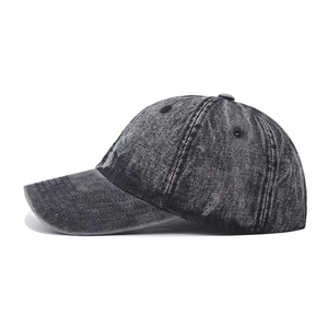Vintage washed dark grey cotton baseball cap with adjustable strap for men and women
