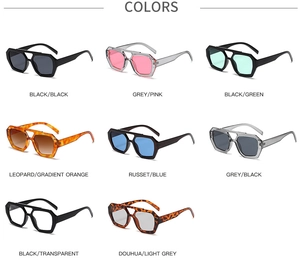 Matrix display showing 8 color variations of retro oversized double bridge sunglasses