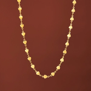 18K Gold Plated Heart Link Chain Necklace Bracelet Set For Women Luxury Stainless Steel Heart Shaped Jewelry Choker Fashion Gift