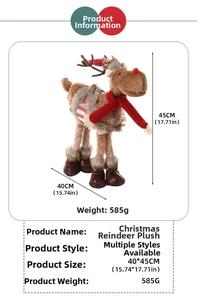 Christmas reindeer plush doll details with size 40x45cm and weight specifications