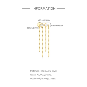 Dimensions détaillées des boucles d'oreilles pampilles en argent 925 et zircone dorée